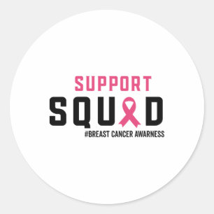 Support Squad Breast Cancer Awareness Pink Ribbon Classic Round Sticker