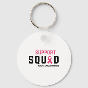 Support Squad Breast Cancer Awareness Pink Ribbon  Key Ring