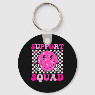 Support Squad Breast Cancer Awareness Pink Ribbon  Key Ring
