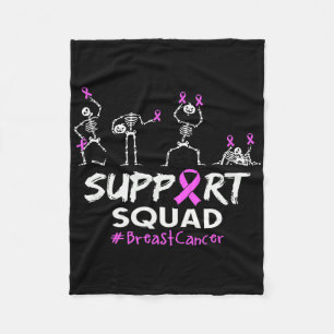 Support Squad Breast Cancer Awareness Skeleton Hal Fleece Blanket