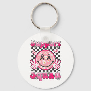Support Squad Breast Cancer Awareness Smile Face P Key Ring