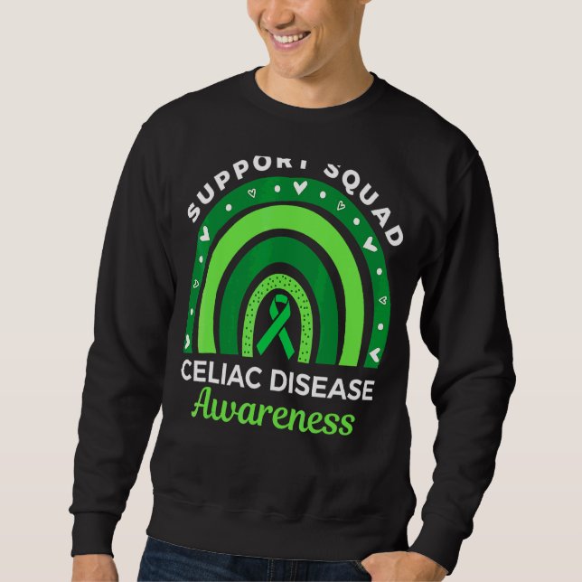 Support Squad Celiac Disease Awareness Rainbow Gre Sweatshirt (Front)