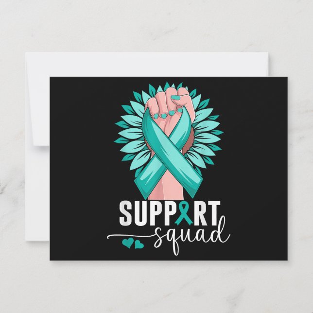 Support Squad Cervical Cancer Awareness Teal & Whi Invitation (Front)