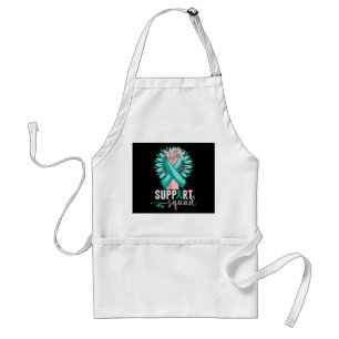 Support Squad Cervical Cancer Awareness Teal & Whi Standard Apron