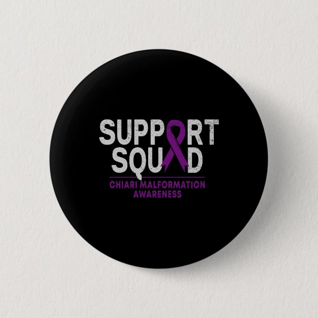 Support Squad Chiari Malformation Awareness Purple 6 Cm Round Badge (Front)