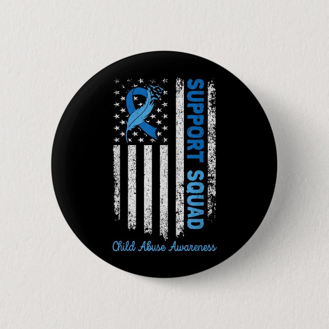 Support Squad Child Abuse Prevention Awareness 6 Cm Round Badge (Front)