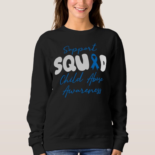 Support Squad Child Abuse Prevention Month Blue Ri Sweatshirt (Front)