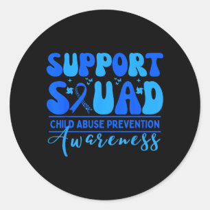 Support Squad Child Prevention Awareness Blue Classic Round Sticker