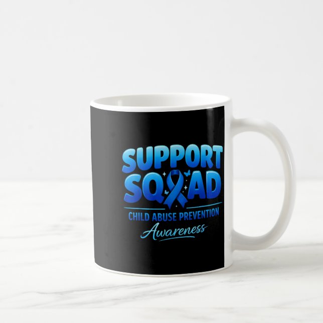 Support Squad Child Prevention Awareness Blue Coffee Mug (Right)