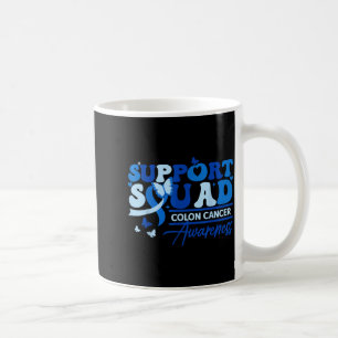 Support squad colon cancer awareness blue ribbon coffee mug