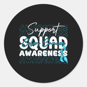 Support Squad Colon Cancer Awareness Teal Ribbon Classic Round Sticker