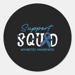 Support Squad Costume Blue Ribbon Diabetes Cancer Classic Round Sticker