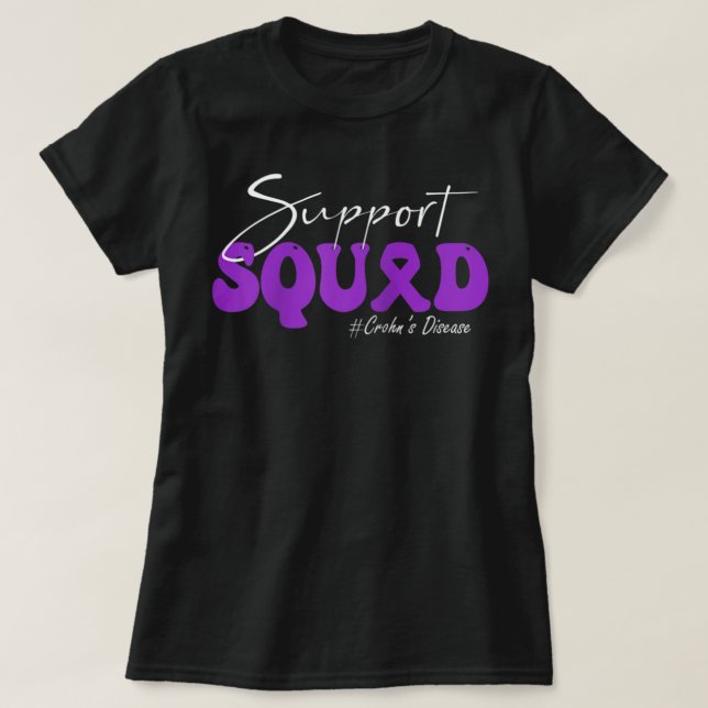 Support Squad Crohn’s Disease Awareness Purple Rib T-Shirt (Design Front)