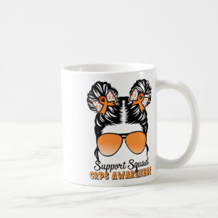 Support Squad Crps Awareness Messy Bun Orange Ribb Coffee Mug
