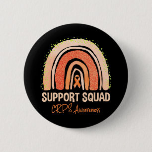 Support Squad Crps Awareness Rainbow Orange Ribbon 6 Cm Round Badge