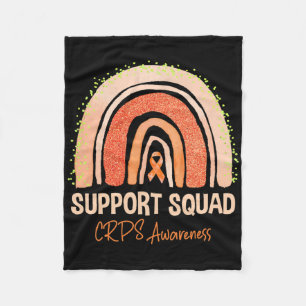 Support Squad Crps Awareness Rainbow Orange Ribbon Fleece Blanket