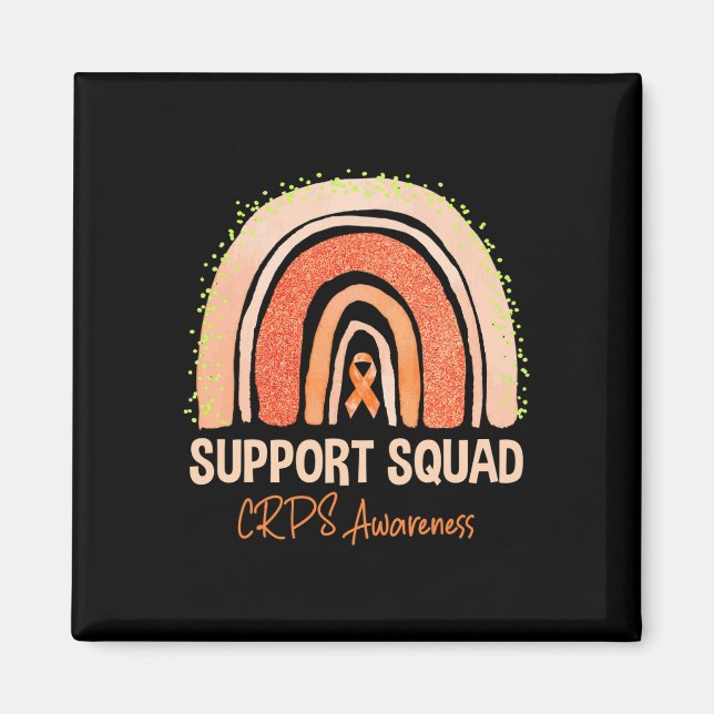 Support Squad CRPS Awareness Rainbow Orange Ribbon Magnet (Front)