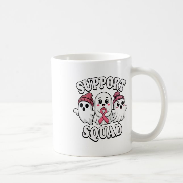 Support Squad Cute Ghosts Breast Cancer Awareness  Coffee Mug (Right)