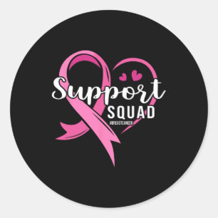 Support Squad Cute Heart Breast Cancer Awareness  Classic Round Sticker