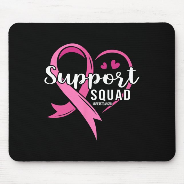 Support Squad Cute Heart Breast Cancer Awareness  Mouse Pad (Front)