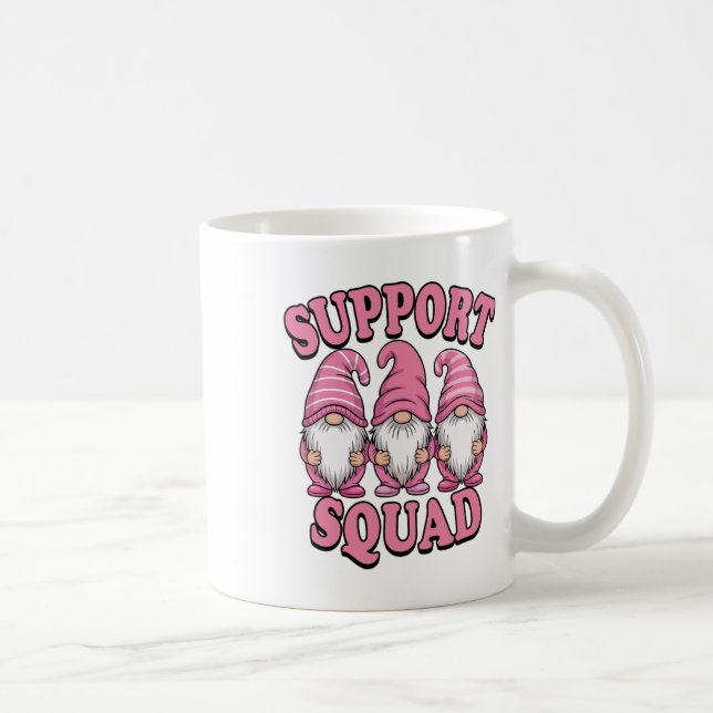 Support Squad Cute Pink Gnome Breast Cancer  Coffee Mug (Right)