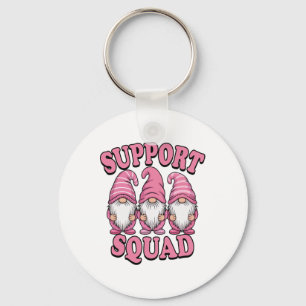 Support Squad Cute Pink Gnome Breast Cancer  Key Ring