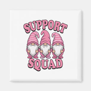 Support Squad Cute Pink Gnome Breast Cancer Magnet