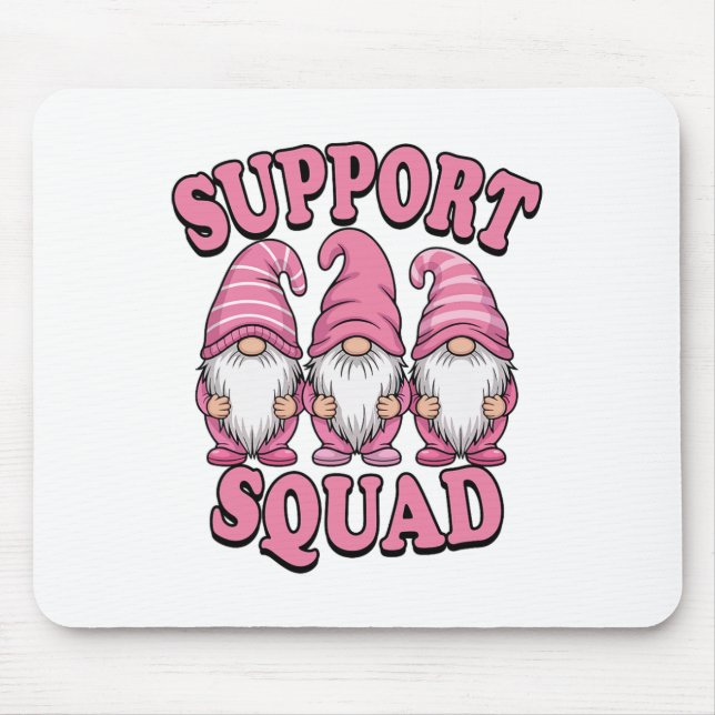 Support Squad Cute Pink Gnome Breast Cancer  Mouse Pad (Front)