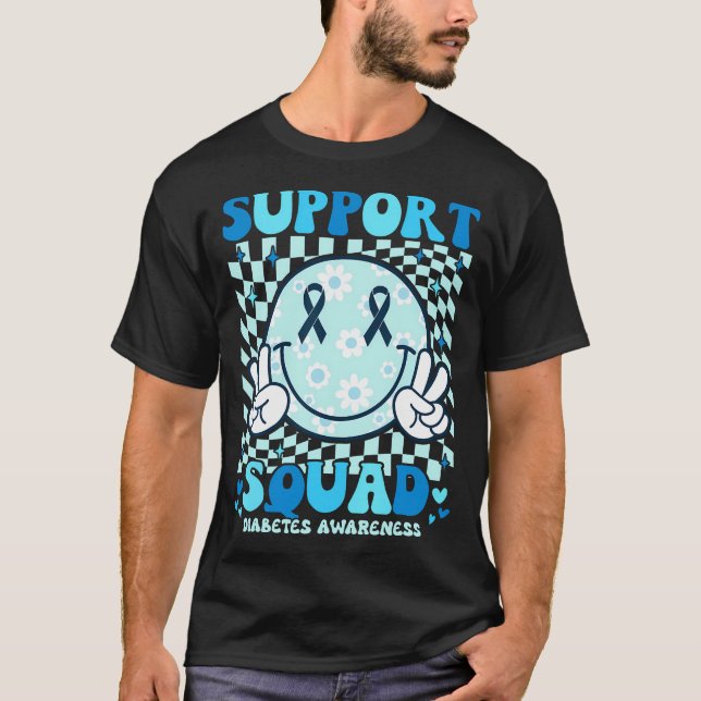 Support Squad Diabetes Awareness Shirt Blue Smile  (Front)