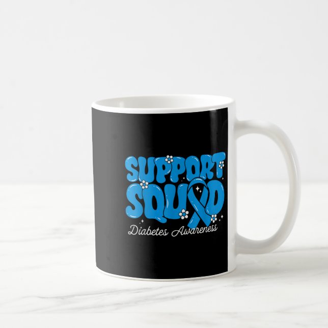 Support Squad Diabetes Awareness T1d T2d Groovy Bl Coffee Mug (Right)