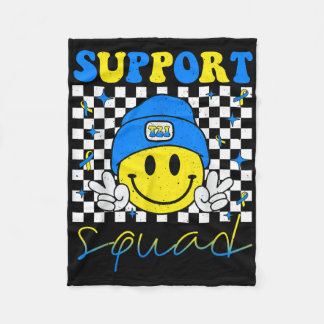 Support Squad Down Syndrome Awareness Day Groovy  Fleece Blanket
