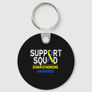 Support Squad Down Syndrome T21 Awareness Blue Yel Key Ring