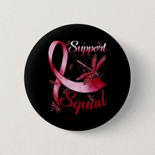 Support Squad Dragonfly Brain Aneurysm Awareness  6 Cm Round Badge (Front)
