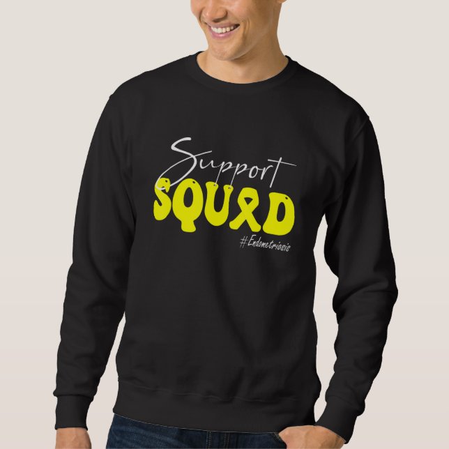Support Squad Endometriosis Awareness Yellow Ribbo Sweatshirt (Front)