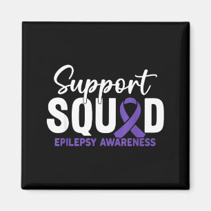 Support squad epilepsy awareness purple ribbon magnet
