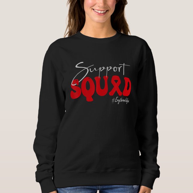 Support Squad Erythromelalgia Awareness Red Ribbon Sweatshirt (Front)