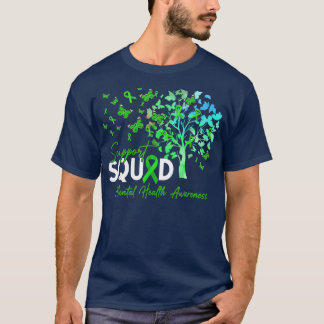 Support Squad Fall Tree Leopard Mental Health Awar T-Shirt