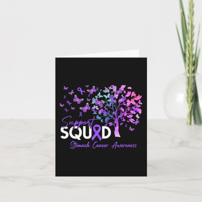 Support Squad Fall Tree Periwinkle Ribbon Stomach  Card (Front)