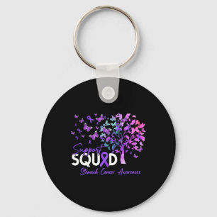 Support Squad Fall Tree Periwinkle Ribbon Stomach  Key Ring