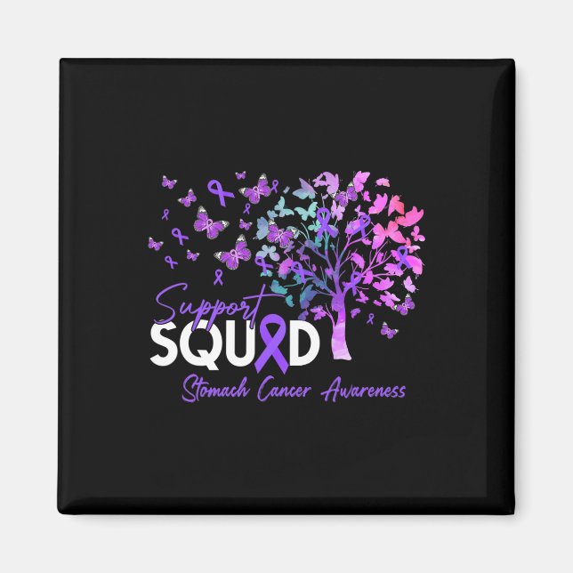 Support Squad Fall Tree Periwinkle Ribbon Stomach  Magnet (Front)