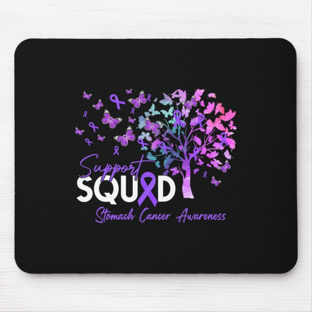 Support Squad Fall Tree Periwinkle Ribbon Stomach  Mouse Pad (Front)