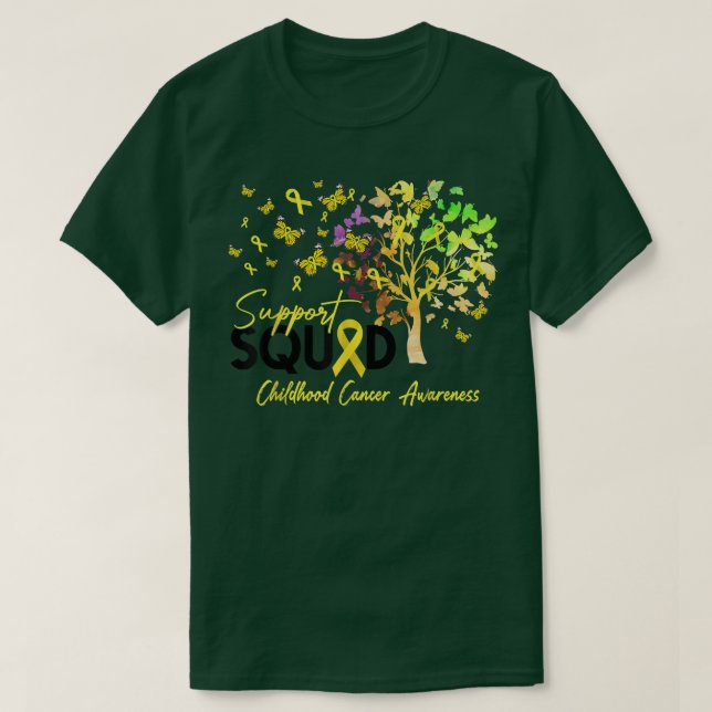 Support Squad Fall Tree Yellow Ribbon Childhood Ca T-Shirt (Design Front)