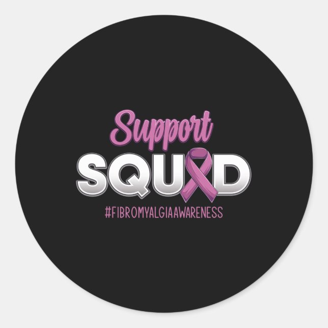 Support Squad Fibromyalgia Awareness Warrior For M Classic Round Sticker (Front)