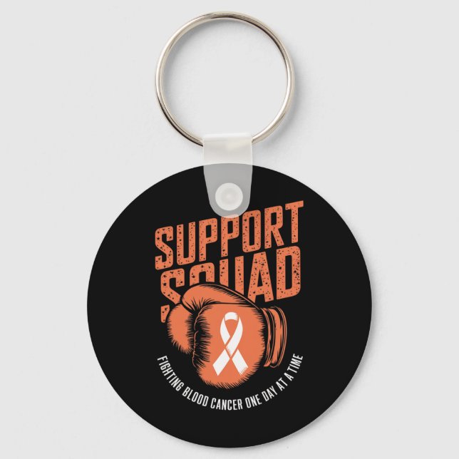 Support Squad Fighting Blood Cancer Awareness Oran Key Ring (Front)