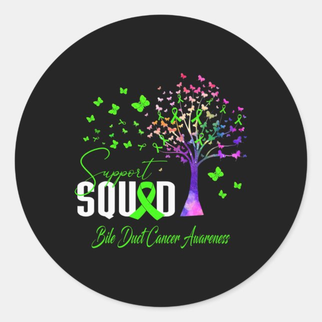 Support Squad For Bile Duct Cancer Awareness  Classic Round Sticker (Front)