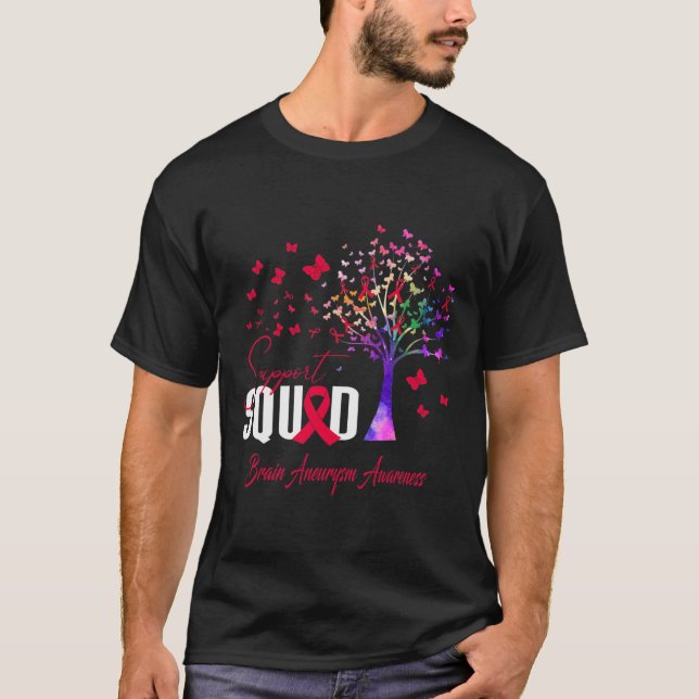 Support Squad For Brain Aneurysm Awareness  T-Shirt (Front)