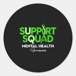 Support Squad For Mental Health Awareness Ribbon E Classic Round Sticker