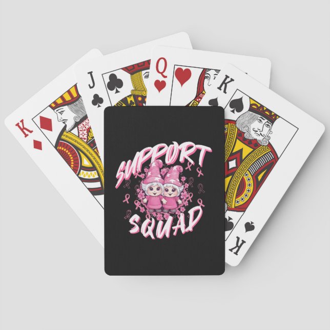 Support Squad Gnome Warrior Breast Cancer Awarenes Playing Cards (Back)