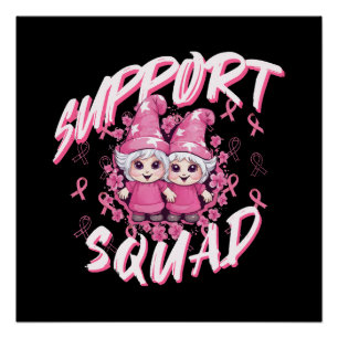 Support Squad Gnome Warrior Breast Cancer Awarenes Poster