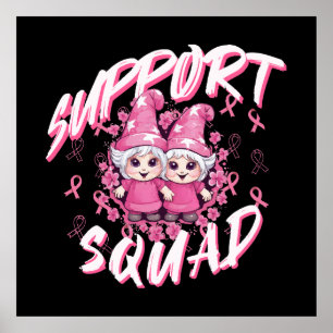 Support Squad Gnome Warrior Breast Cancer Awarenes Poster